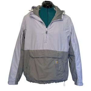 Carhartt Rain Defender Anorak Jacket Gray Loose Fit Half Zip Hooded OJ5861-W L